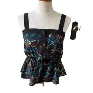 Derek Lam Design Nation jewel tone peplum square neck sleeveless top
